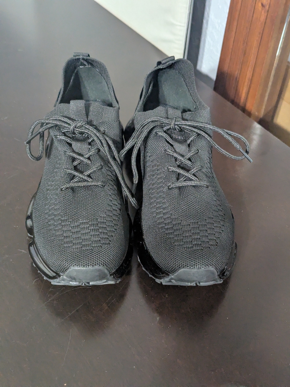Black Knit Lace-Up Sneakers - Lightweight Comfort
